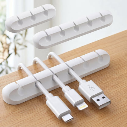 Clips Organizadores de Cabos brancos para mesa – kit completo