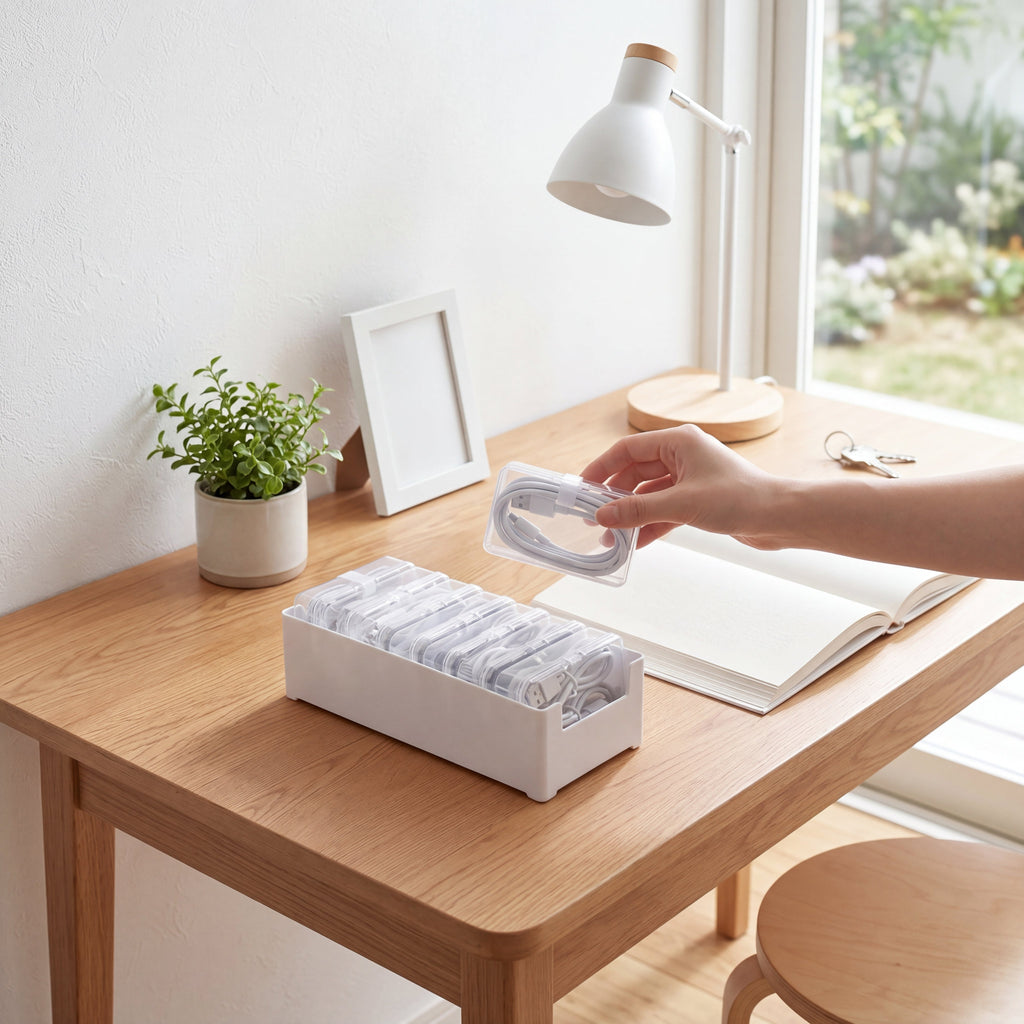 Kit Organizador Modular Transparente aberto com compartimentos para acessórios pequenos