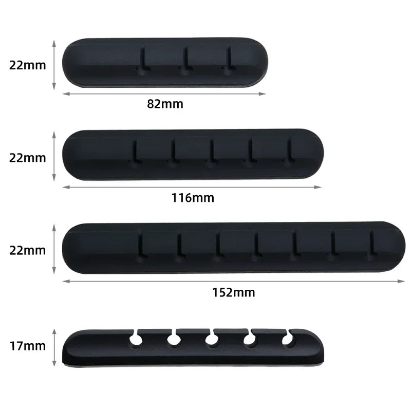 Clips Preto Fosco em uso com cabos de monitor em mesa branca