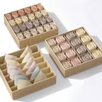 Caixas Organizadoras de Gaveta em Tecido Creme – kit completo mostrando todos os tamanhos inclusos