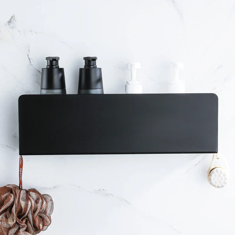 Prateleira de Banheiro Suspensa Preto Fosco – vista completa do produto mostrando o design fino