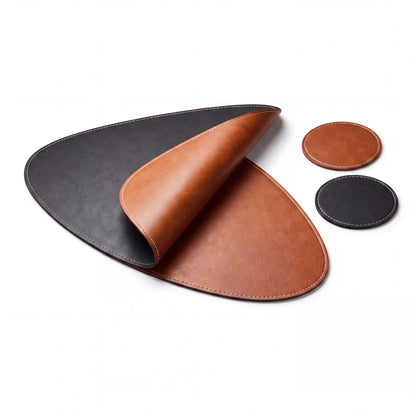 Kit Jogo Americano Duo | Sousplat Couro Dupla Face