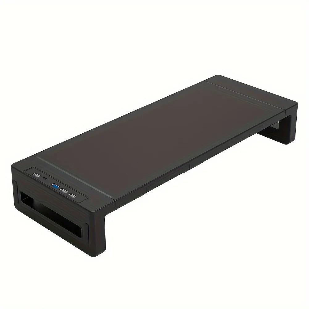 Suporte para Monitor com Hub USB e Gaveta em setup de mesa moderno