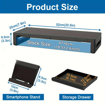 Suporte para Monitor com Hub USB em uso com monitor, notebook e periféricos conectados