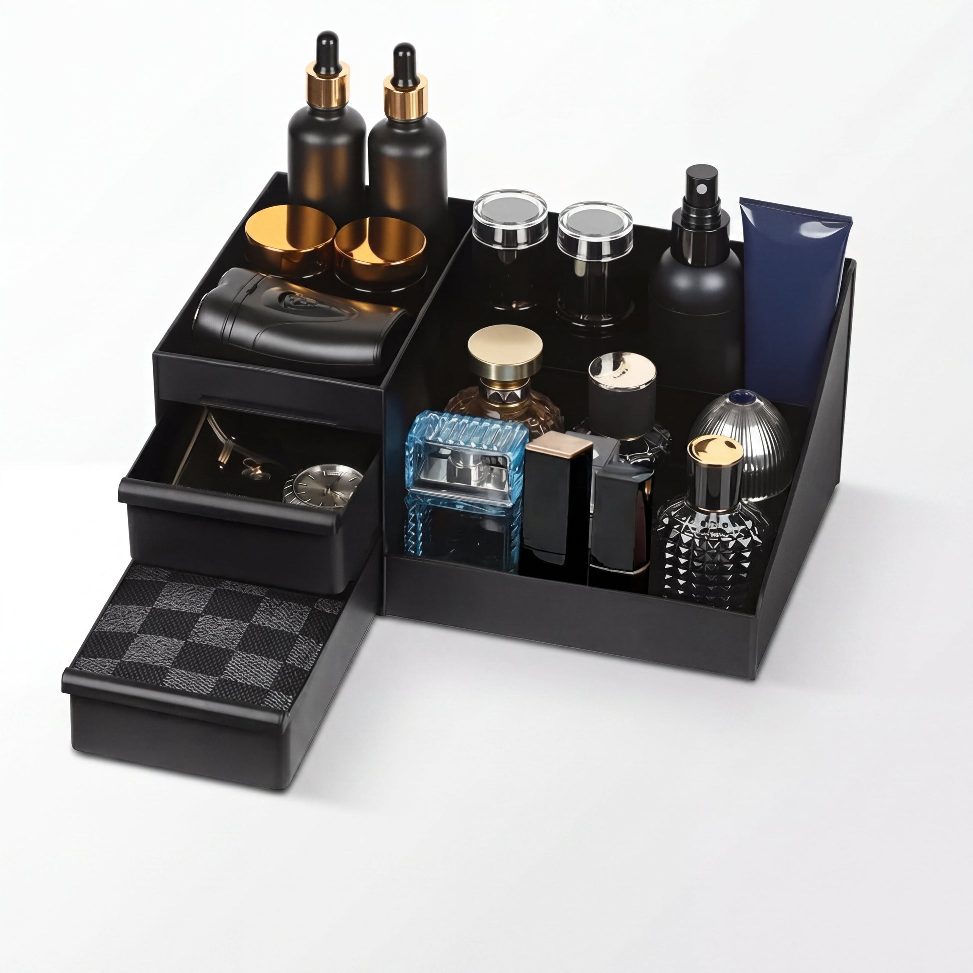 Organizador de Perfumes com Gavetas – vista completa do produto mostrando todos os níveis