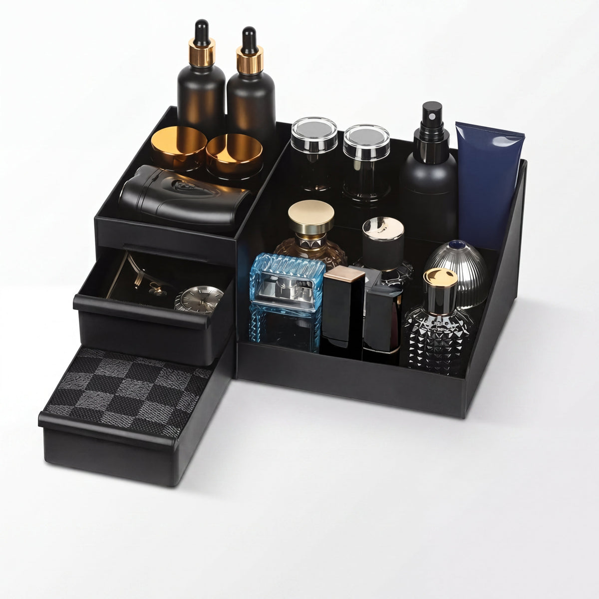 Organizador de Perfumes com Gavetas – vista completa do produto mostrando todos os níveis