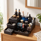 Organizador de Perfumes com Gavetas organizando maquiagem, batons e skincare