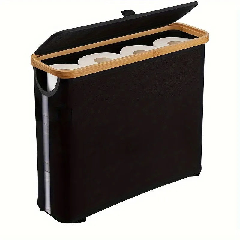 Cesta Porta-Rolos com Janela em foto de ambiente em banheiro branco elegante
