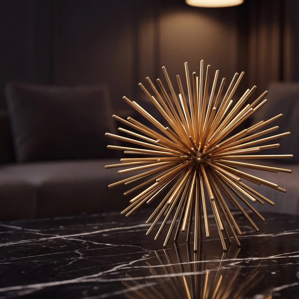 Escultura Ouriço Dourado | Objeto Decorativo