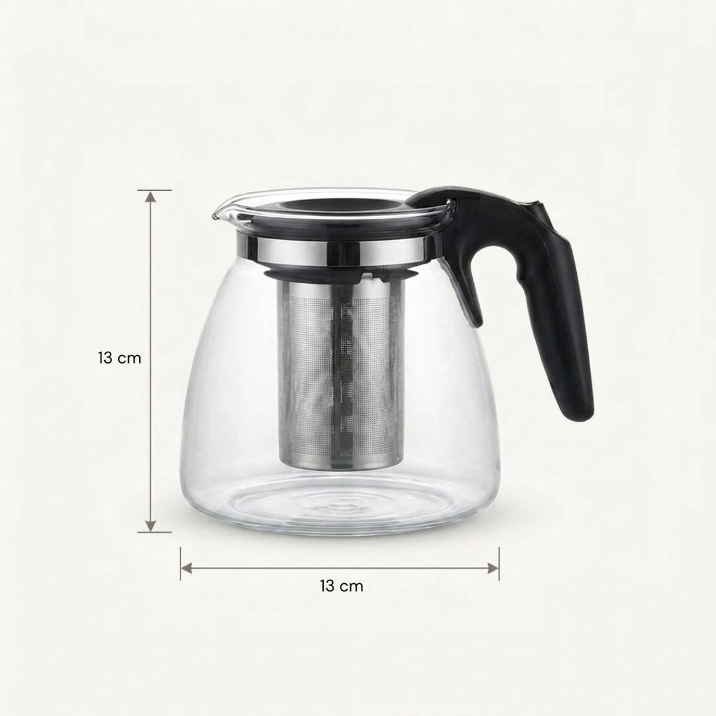 Bule de vidro Infusão Clarity com medidas e dimensões do produto 13 x 13 cm