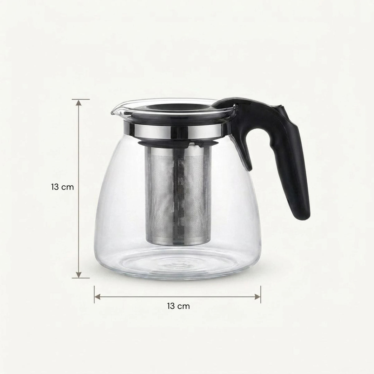 Bule de vidro Infusão Clarity com medidas e dimensões do produto 13 x 13 cm